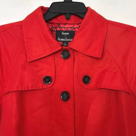 Dennis Basso Red Water Resistant Medium Length Rain Coat Size Small - Picture 6 of 13